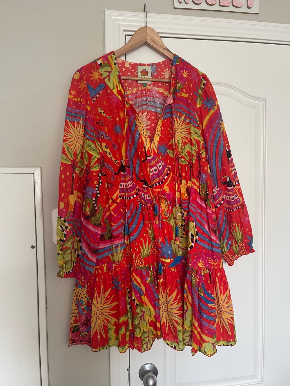 FARM Rio Red Multicolor Printed Mini Dress - Picture 1 of 5